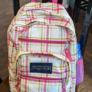 JanSport Big Student Backpack Pink Plaid 34L